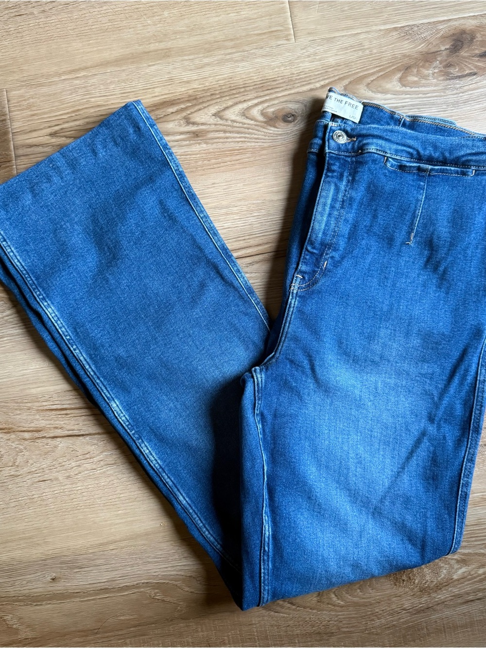 Free People Blue High-Rise Flare Jeans